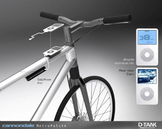 Concepto de bicicleta Cannondale con integración con el iPod