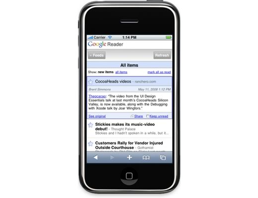 Nueva versión beta de Google Reader para iPhone y iPod touch