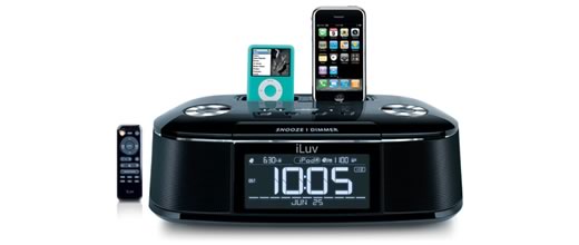 Reloj despertador de iLuv con doble dock para iPhone y iPod