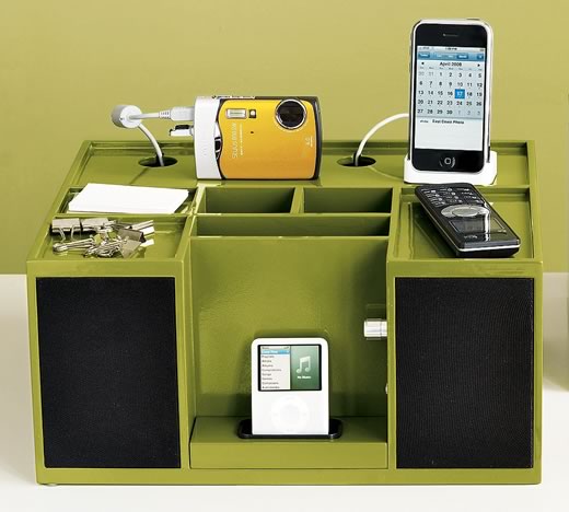 Organizador con altavoces para tu iPod