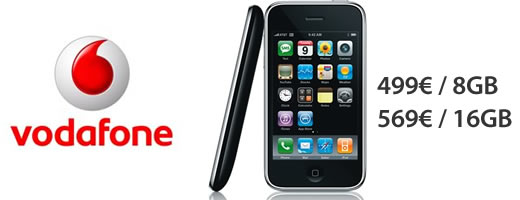 iPhone 3G sin contrato con Vodafone Italia a 499€ por 8GB ó 569€ por 16GB