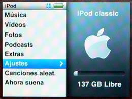 iPod classic capacidad