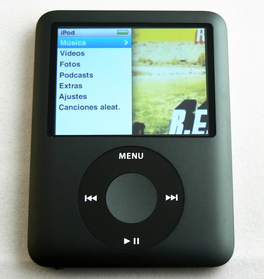 menu del iPod nano