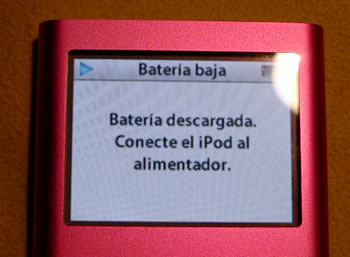Bateria iPod nano descargada