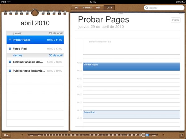 iPad calendario
