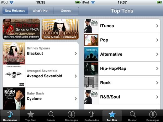 iTunes Wi-FI Music Store en iPod touch