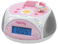 Altavoces y radio reloj despertador para iPod de Hello Kitty