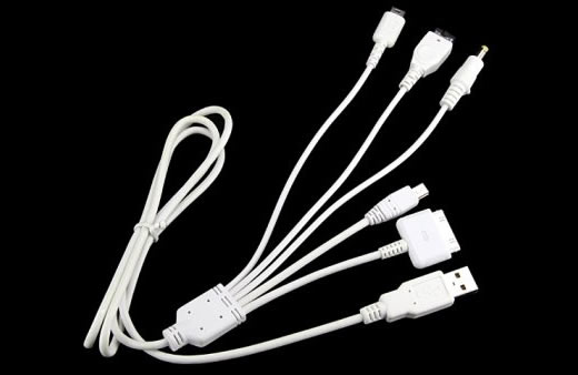Cable cinco en uno para iPod y otros tus dispositivos electrónicos