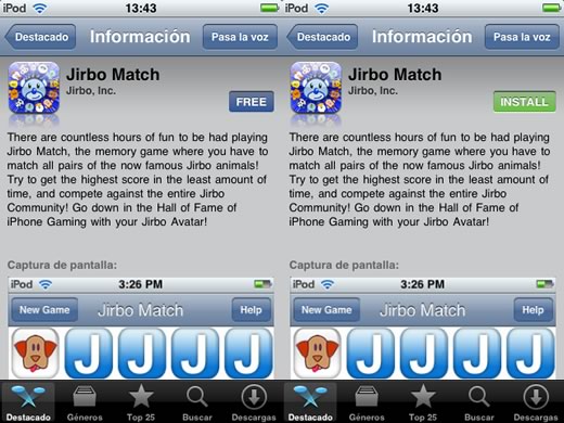 Instalando en el ipod touch una aplicación gratuita del App Store