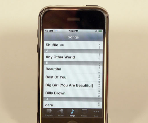 iPhone lista canciones
