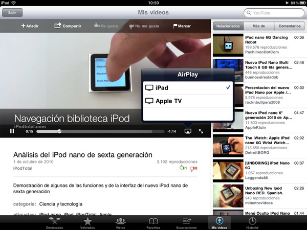 AirPlay Yutube iPad